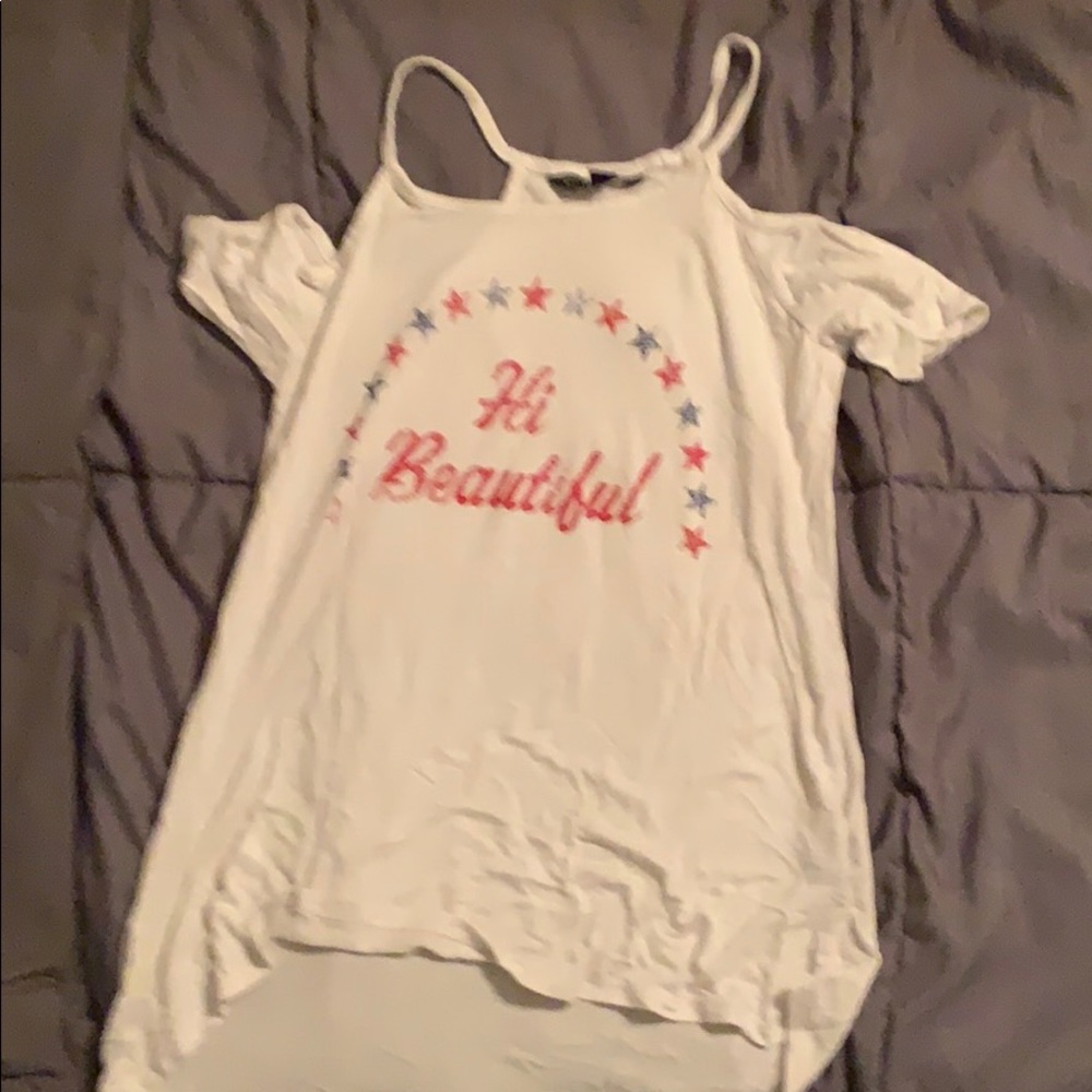 white, red, blue tee